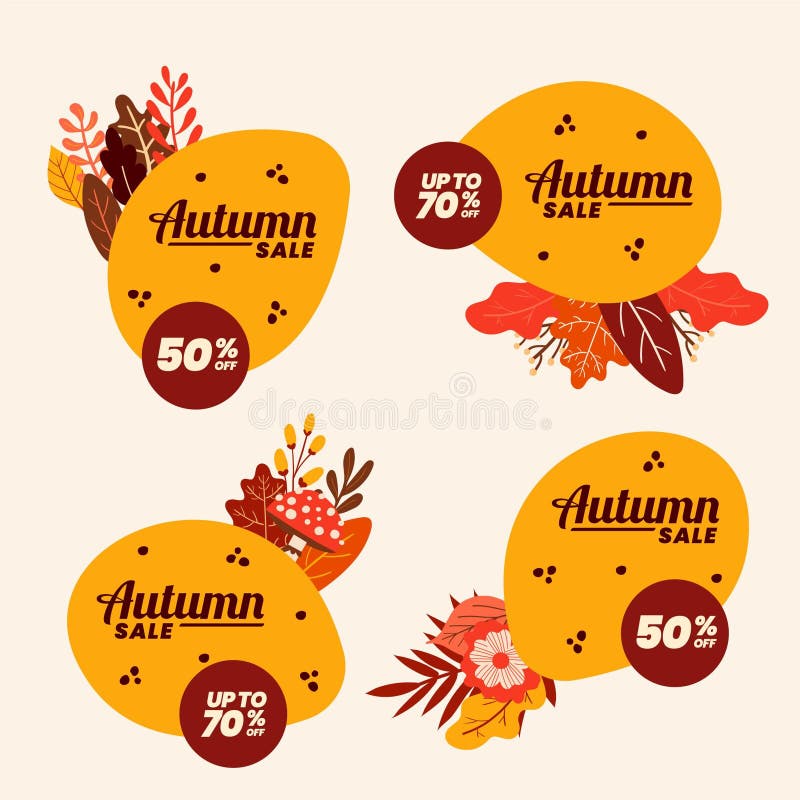 Autumn sale shopping discount vector poster fall maple leaf gold web banner