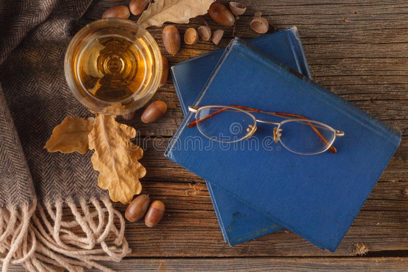 Autumn scene. Coffee cup and books royalty free stock image Autumn scene. Coffee cup and books royalty free stock image