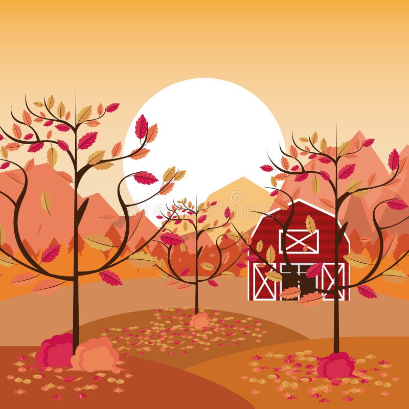 Autumn Season Nature Scenery Cartoons Stock Vector Illustration Of