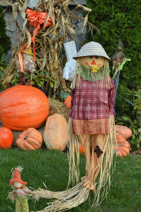 Fall Scarecrows Thanksgiving Pumkin Stock Image - Image of floral ...