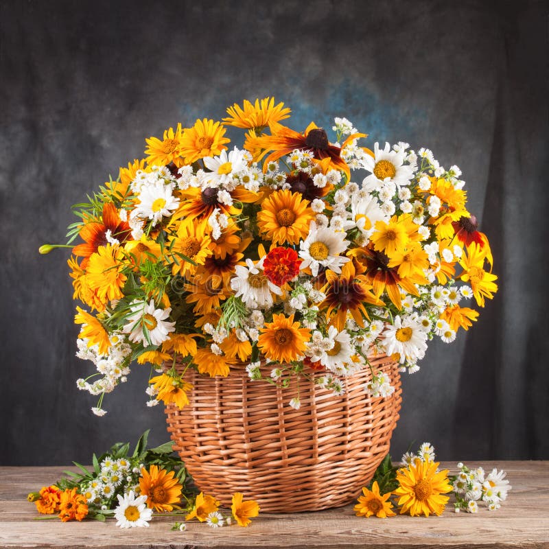 Autumn still life. Flower, fruit and vegetables