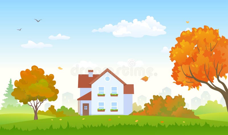Autumn suburban house stock illustration Autumn suburban house stock illustration