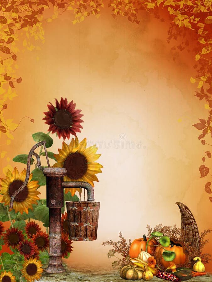 Autumnal Background with Cornucopia Stock Illustration - Illustration ...