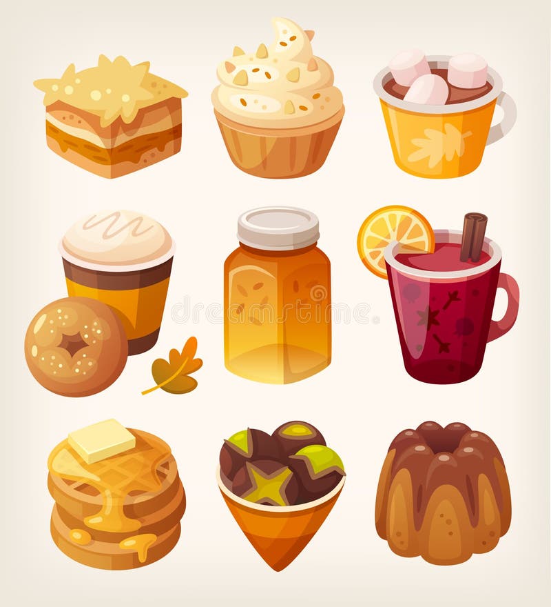 Autumn sweets and desserts royalty free illustration Autumn sweets and desserts royalty free illustration