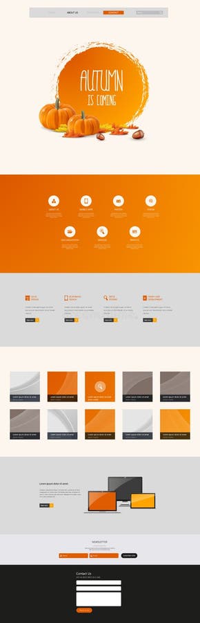 Autumn Theme Website Template: One Page Flat Design Style stock illustration