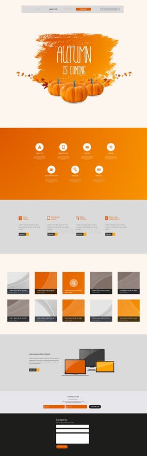 Autumn Theme Website Template: One Page Flat Design Style vector illustration