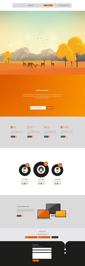 Autumn Theme Website Template: One Page Flat Design Style royalty free illustration