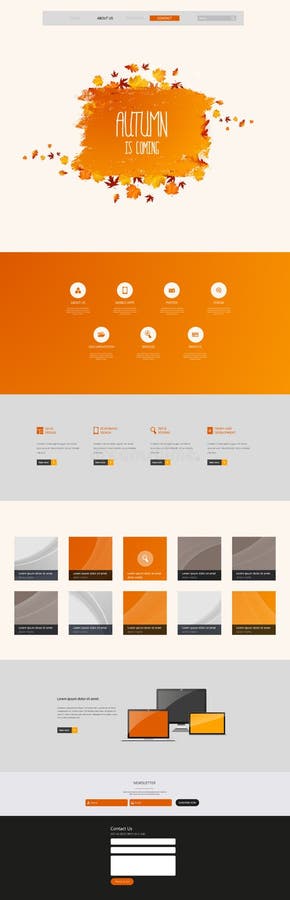 Autumn Theme Website Template: One Page Flat Design Style royalty free illustration