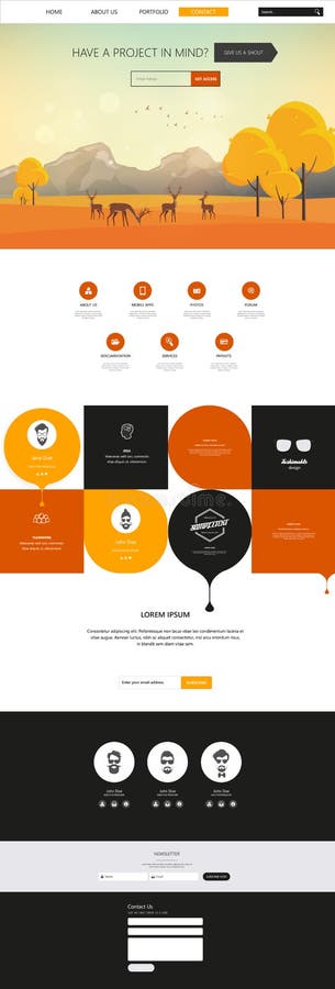 Autumn Theme Website Template: One Page Flat Design Style stock illustration