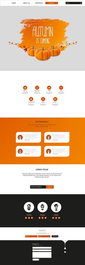 Autumn Theme Website Template: One Page Flat Design Style stock illustration