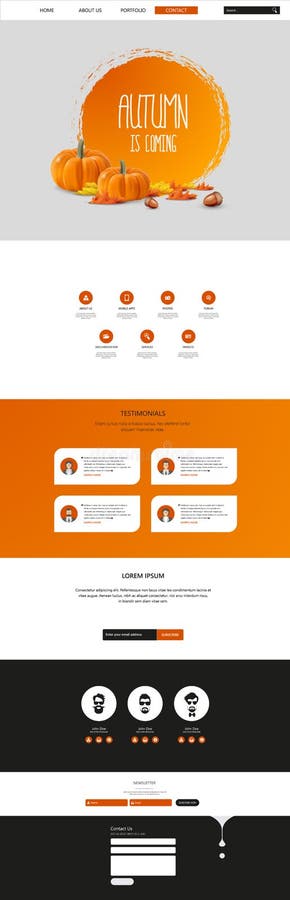 Autumn Theme Website Template: One Page Flat Design Style stock illustration