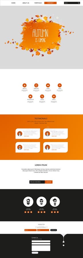 Autumn Theme Website Template: One Page Flat Design Style stock illustration