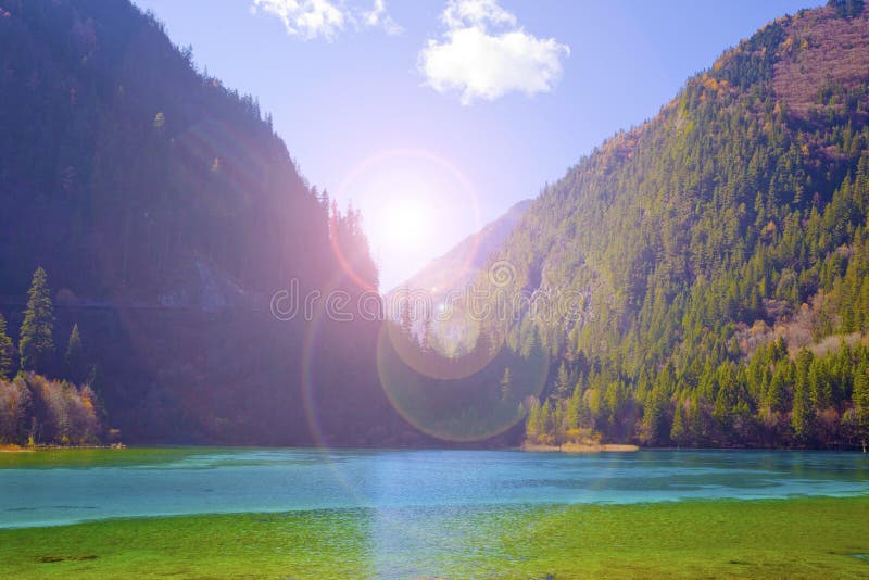 Autumn Tree Mountain And Lake In Jiuzhaigou Stock Photo Image Of