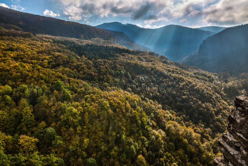 Autumn view at top of mountains.