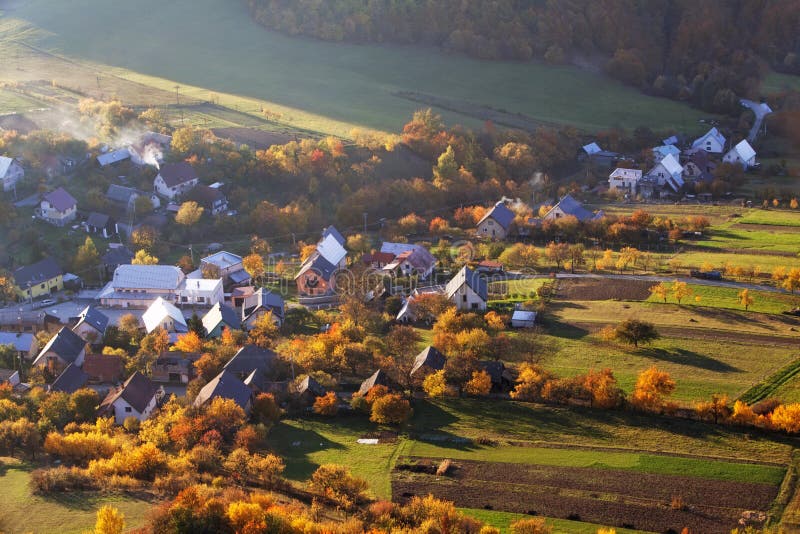 Autumn village in Slovakia countryside