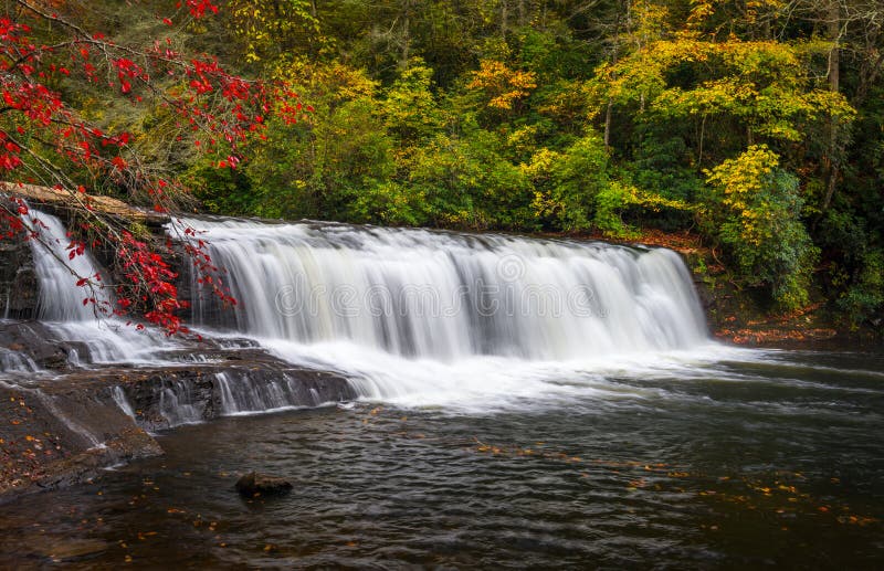Autumn Waterfall Landscape North Carolina Blauw Ridge Mountains