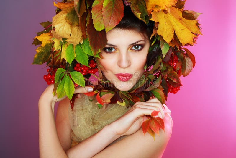 Autumn Woman stock image. Image of nature, leaves, fall - 27176525