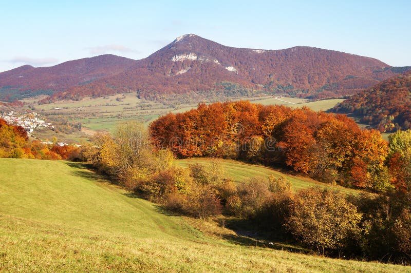 Autumnal view of strazov mount in strazovske vrchy