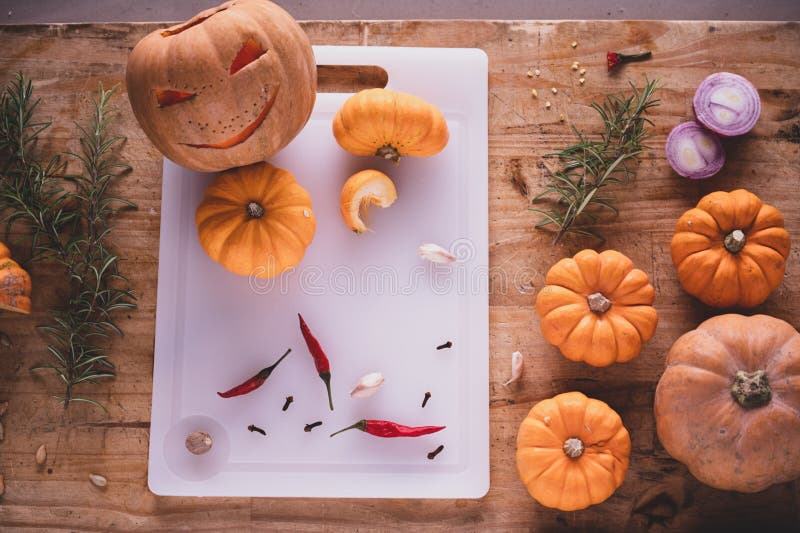 Autumnwinter recipumpkin συστατικά επίπεδο στοκ εικόνες