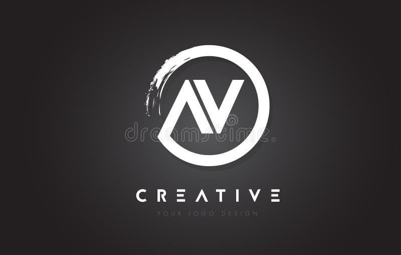 AV Circular Letter Logo with Circle Brush Design and Black Background. vector illustration
