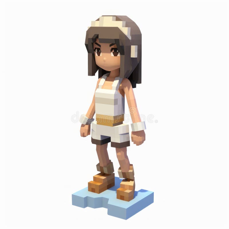 Ava carattere fumetto pixel 3d a 8 bit in stile sandalpunk royalty illustrazione gratis