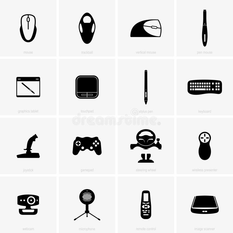 Input Devices icon set stock vector. Illustration of mouse - 143349020