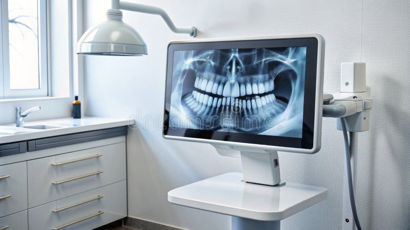 Avancerad Dental Radiography Device for Exakt Tooth and Bone Imaging Diagnostic stock illustrationer