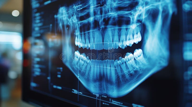 Avancerad högupplöst xray för dentalbilder som visar tänderstruktur och justering i 8k vektor illustrationer