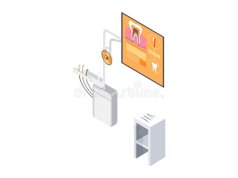 Avancerad installation av dentalröntgen med infografik och lagringsenhet royaltyfri illustrationer
