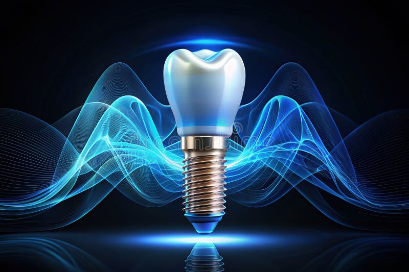 Avancerad tandimplantation A Revolutionary Blue Wave Illumination for Enhanced Oral Health and Aesttics stock illustrationer