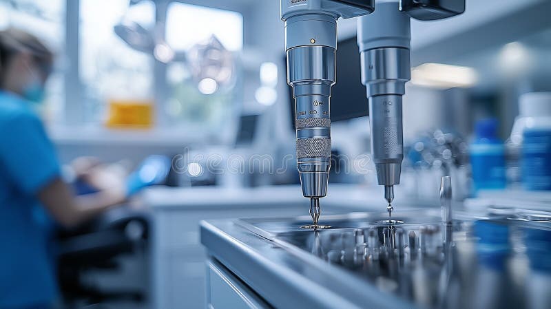 Avancerad tandläkarutrustning i modern klinik vektor illustrationer