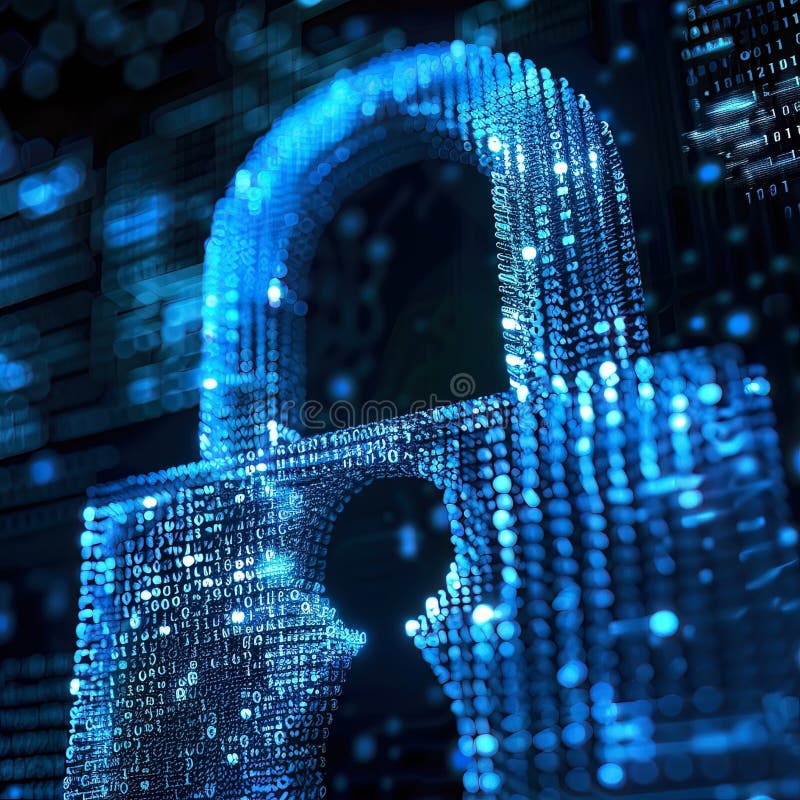 Avancerade kryptografimetoder för kvantkryptering som förhindrar cyberhot och garanterar digital säkerhet stock illustrationer
