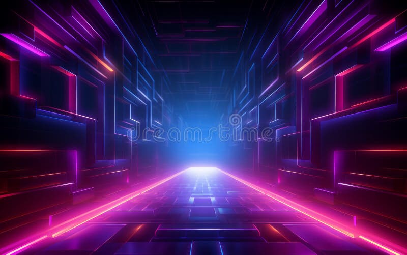 Avant-garde Abstract neon geometric futuristic model. Generate Ai vector illustration