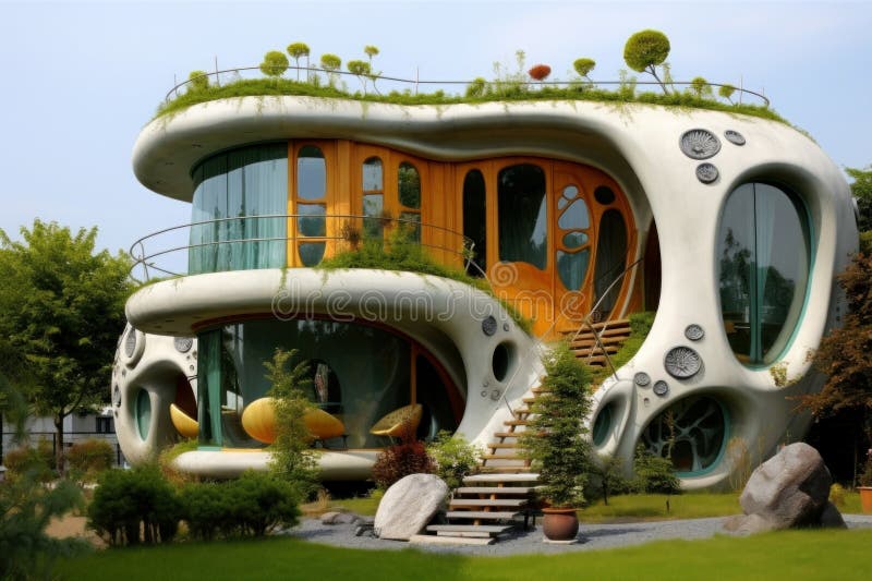 Avant-garde Fashion unusual house. Generate Ai stock photography