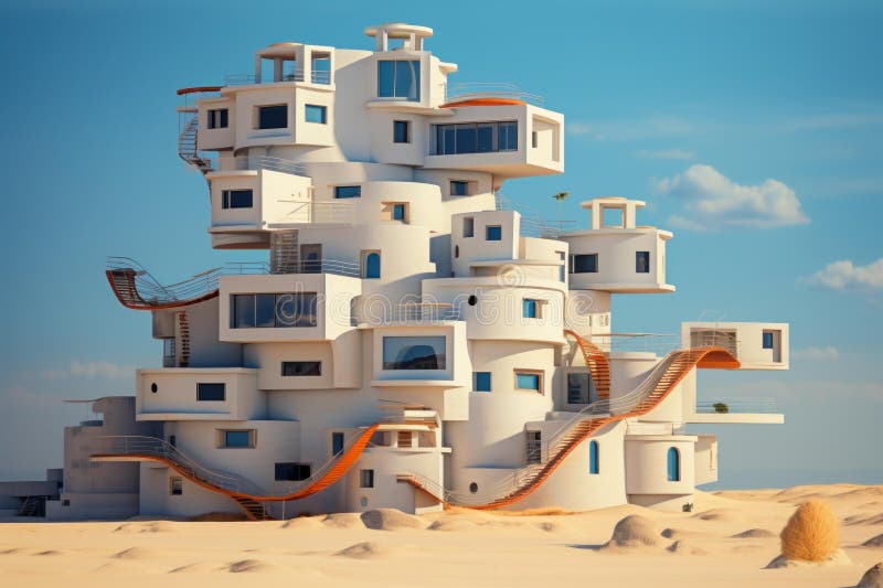 Avant-garde Surreal architecture house. Generate Ai stock image