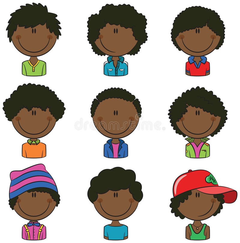 Avatar afro-americano dos meninos ilustração stock Avatar afro-americano dos meninos ilustração stock