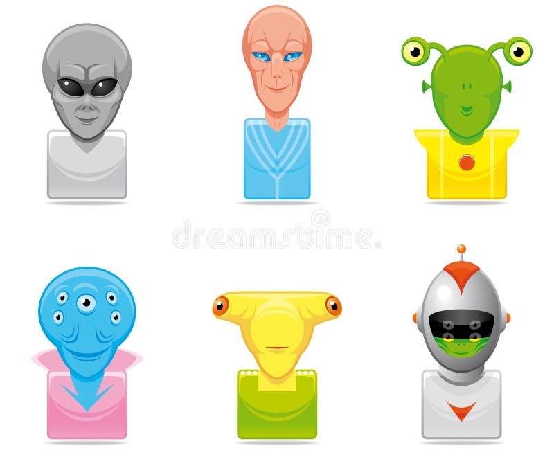 Vetor de Alien Cartoon icon. Set of space icons. Signs, outline symbols  collection, simple thin line icons for websites, web design, mobile app,  info graphics do Stock