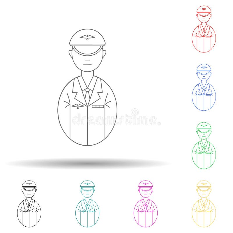 Avatar aviator multi color style icon. Simple thin line, outline vector of avatars icons for ui and ux, website or mobile stock illustration
