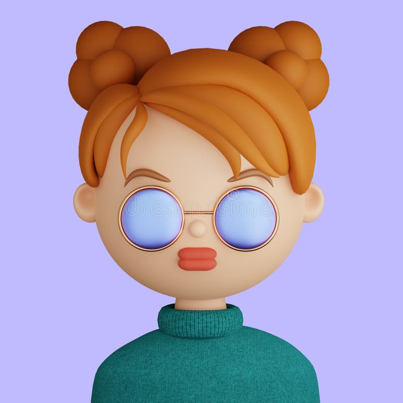 Avatar de desenho animado 3d de uma bela jovem