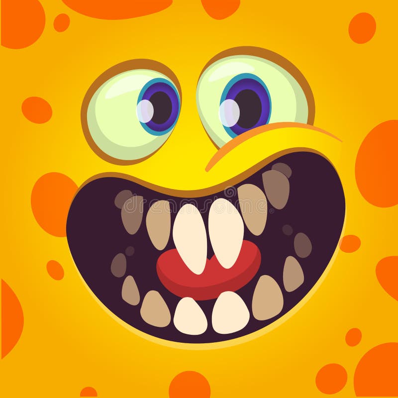 Avatar divertido de la cara del monstruo de la historieta con una sonrisa grande llena de dientes ilustración del vector Avatar divertido de la cara del monstruo de la historieta con una sonrisa grande llena de dientes ilustración del vector