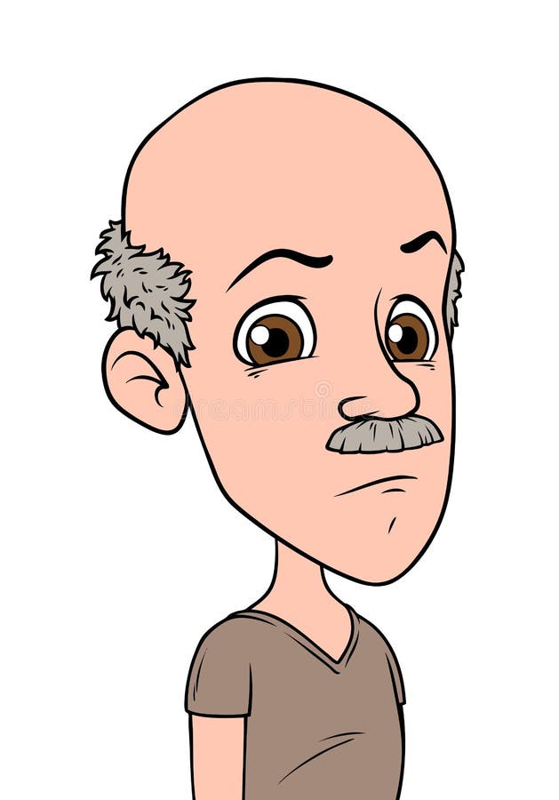 Personagem De Desenho Animado Calvo Velho Careca Em Camisa Branca