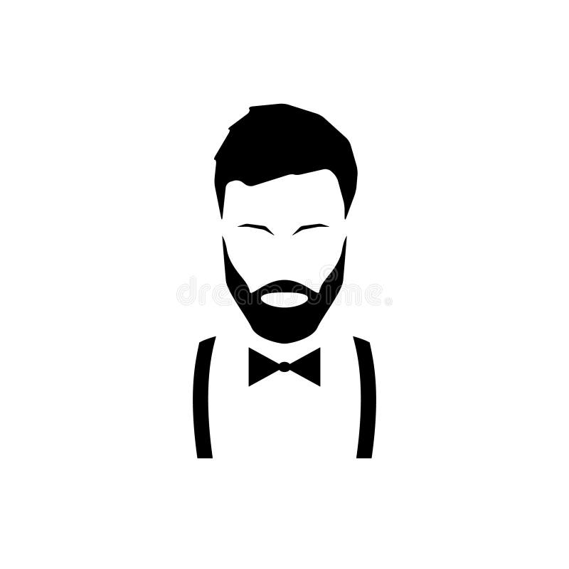 Avatar hipster with a beard in suspenders and a bow tie.
