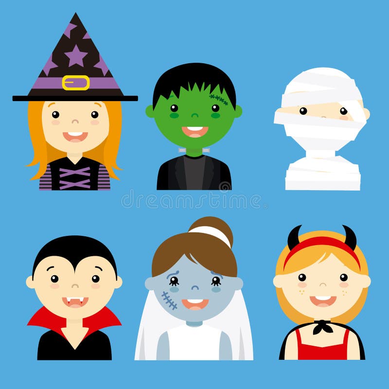 Avatar inkasowi dzieci ubierający jako Halloween ilustracja wektor Avatar inkasowi dzieci ubierający jako Halloween ilustracja wektor