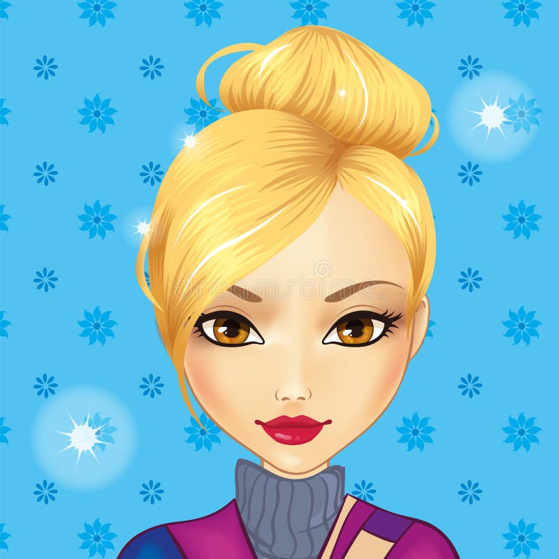 Avatar Schattig Blond Meisje vector illustratie