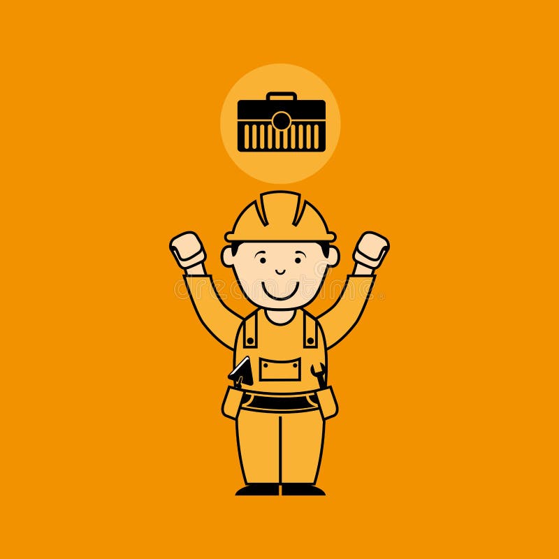 Avatar man construction worker toolbox icon stock illustration