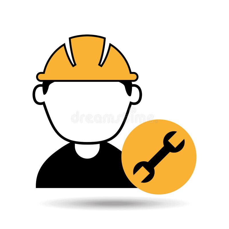 Avatar man construction worker with wrench tool icon royalty free illustration