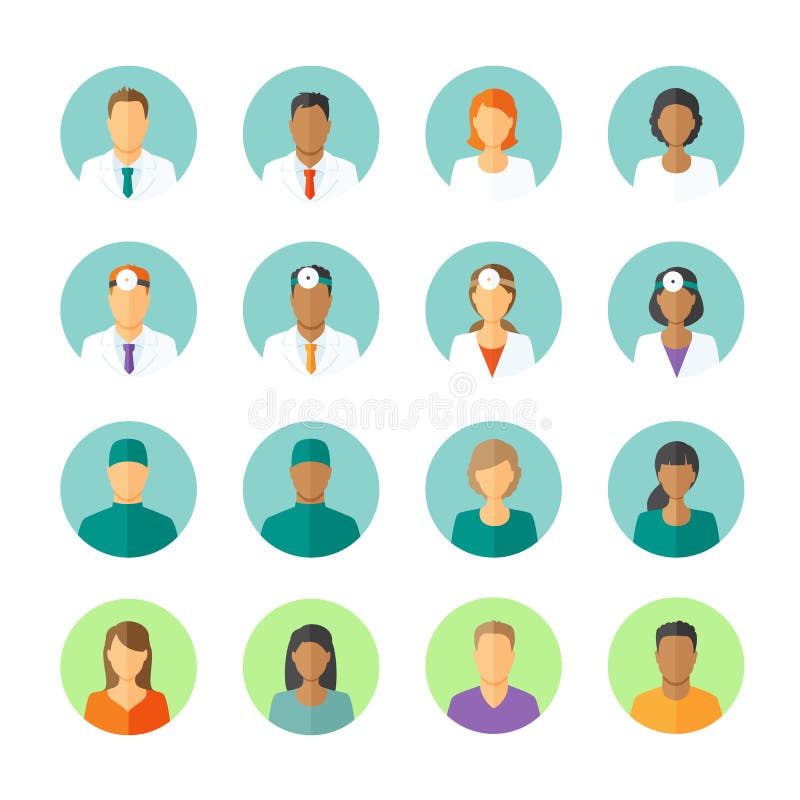 Avataras von Doktoren und von Patienten für medizinisches Forum lizenzfreie abbildung Avataras von Doktoren und von Patienten für medizinisches Forum lizenzfreie abbildung