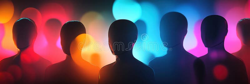 Avatares abstractos sin rostro con fondo de bokeh colorido para textos personalizables y simulaciones. ai generativo imagen de archivo libre de regalías