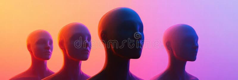 Avatares abstractos sin rostro contra un fondo de gradiente ideal para copiar espacio y burlarse de diseños. ai generativo foto de archivo libre de regalías