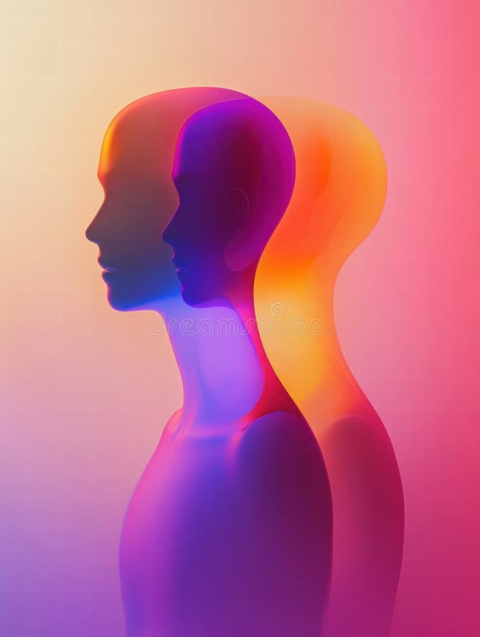 Avatares abstractos sin rostro en colores vibrantes con espacio para burlarse del texto y los diseños creativos. ai generativo foto de archivo